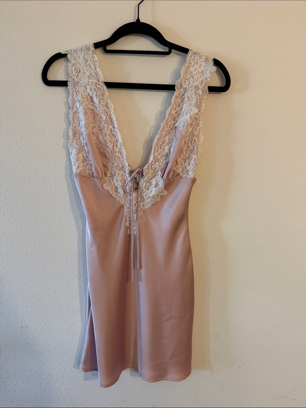Princess Polly Lace-Trim Satin Slip Dress in Blush
